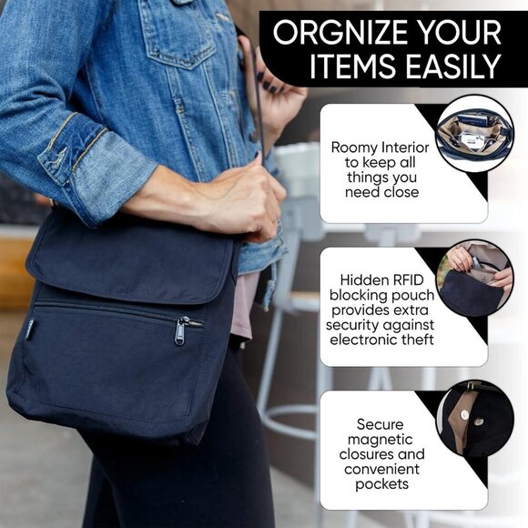 Crossbody Travel Purse with RFID Blocking Pocket and Lifetime Recovery Service. - Picture 5 of 8